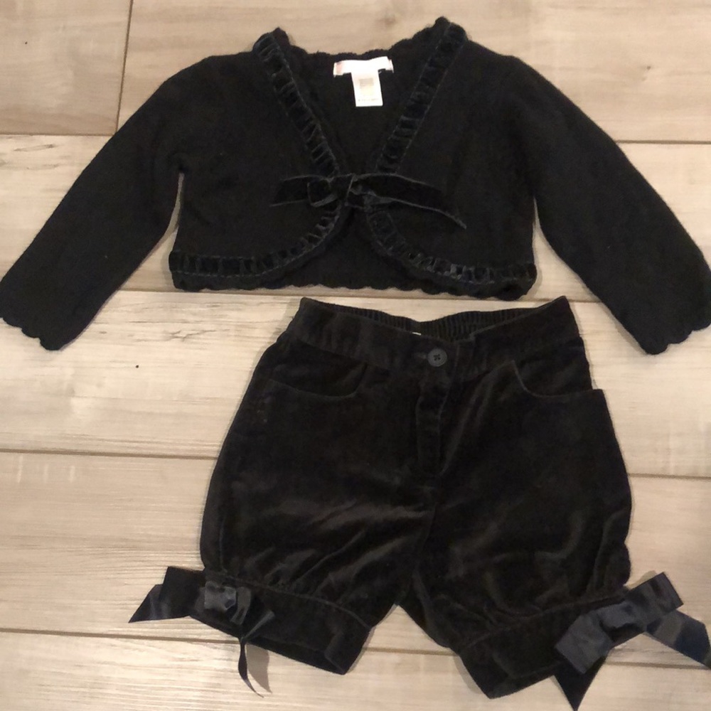 Janie and Jack Velvet Knicker and Cardigan Set